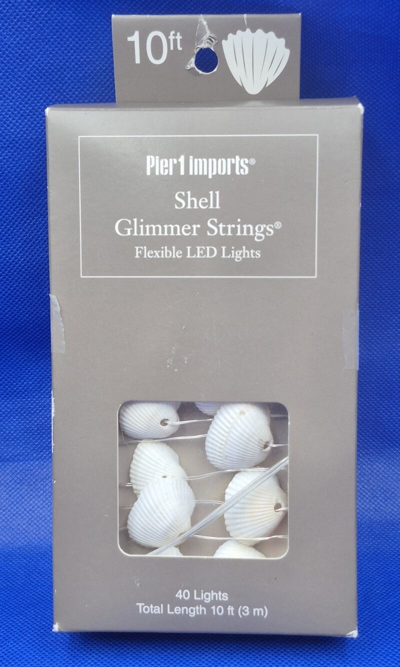 Pier 1 Seashell Glimmer Strings 40 Flexible LED Lights 10' Long NEW